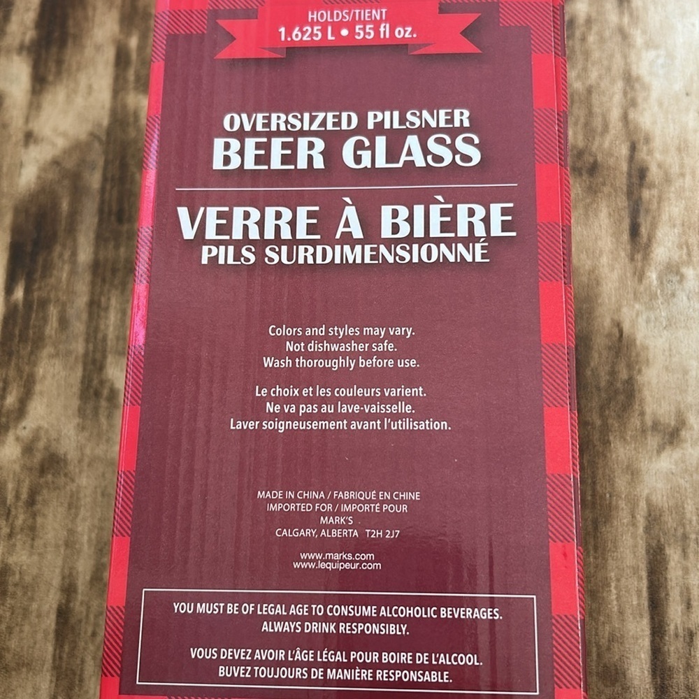 Oversized Pilsner Beer Glass 1.6L - Picture 2 of 4